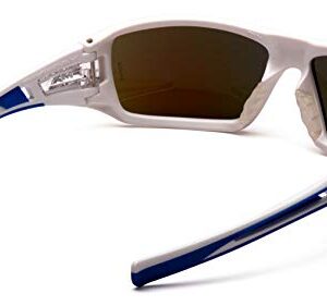 Pyramex Safety Velar Safety Glasses, White-Blue Frame/Ice Blue Mirror Lens Medium