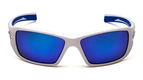 Pyramex Safety Velar Safety Glasses, White-Blue Frame/Ice Blue Mirror Lens Medium