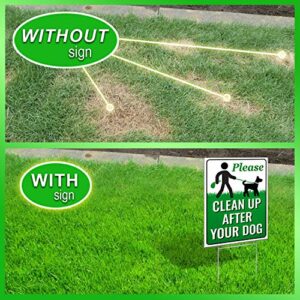 Signs Authority Clean Up After Your Dog Signs 12"x9" with Metal H-Stake | No Poop Signs for Lawn No Pooping Dog Signs For Yard | Pick Up After Your Dog Sign with Stake | Clean After Your Dog Sign