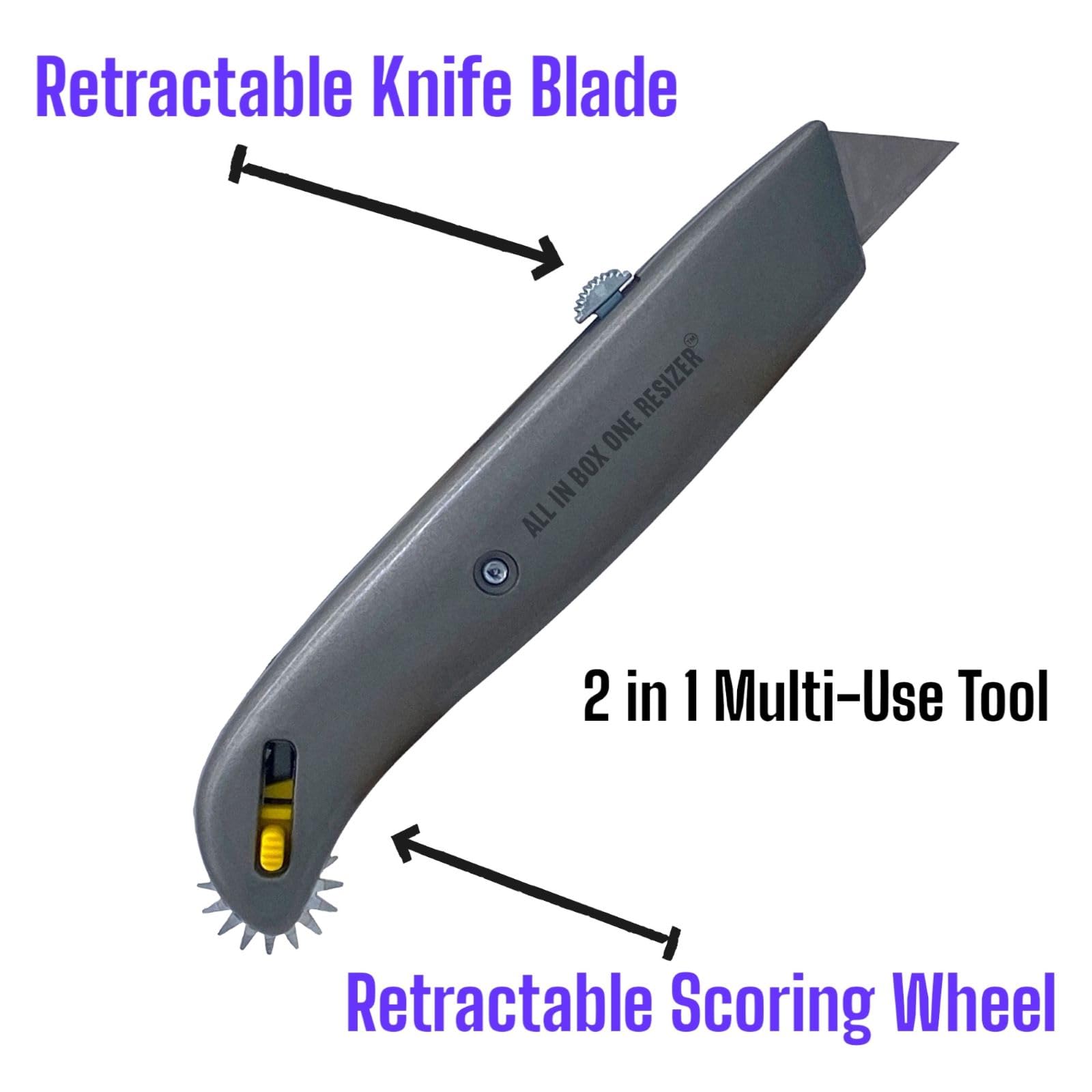 Box Resizer Tool with Scoring Wheel - Utility Knife Cardboard Scorer, Reducer - Box Cutter Sizer Tool for Resizing Reducing Size of Shipping Boxes