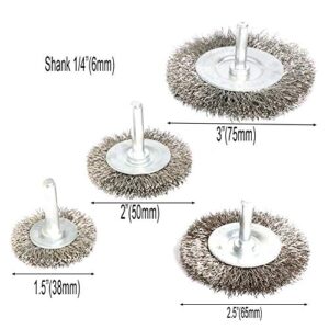 FPPO 7PCS Stainless Steel Wire Wheel Brush, Coarse Crimped Cup Brush and End Brush Kit