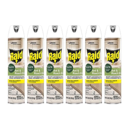 Raid Ant and Roach Killer, Aerosol Spray with Essential Oils 11 Ounce (Pack of 6)