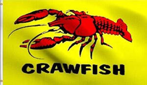 dmse restaurant crawfish for sale craw fish yellow red flag 3x5 ft foot 100% polyester 100d flag uv resistant (3'x5' ft foot) (3'x5' ft foot)
