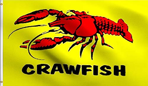 DMSE Restaurant Crawfish for Sale Craw Fish Yellow Red Flag 3X5 Ft Foot 100% Polyester 100D Flag UV Resistant (3'X5' Ft Foot) (3'X5' Ft Foot)