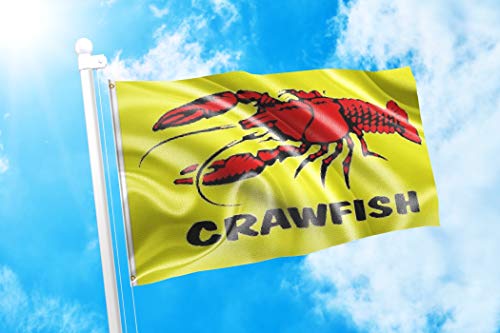 DMSE Restaurant Crawfish for Sale Craw Fish Yellow Red Flag 3X5 Ft Foot 100% Polyester 100D Flag UV Resistant (3'X5' Ft Foot) (3'X5' Ft Foot)