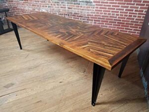 custom reclaimed wood inlayed dining table