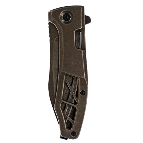 Kershaw Boilermaker Pocketknife; 3.3-inch 8Cr13MoV Stainless Steel Blade, SpeedSafe® Assisted Open, Brown PVD Coating with Stonewashed Finish, Frame Lock, Every Day Carry (3475), Black