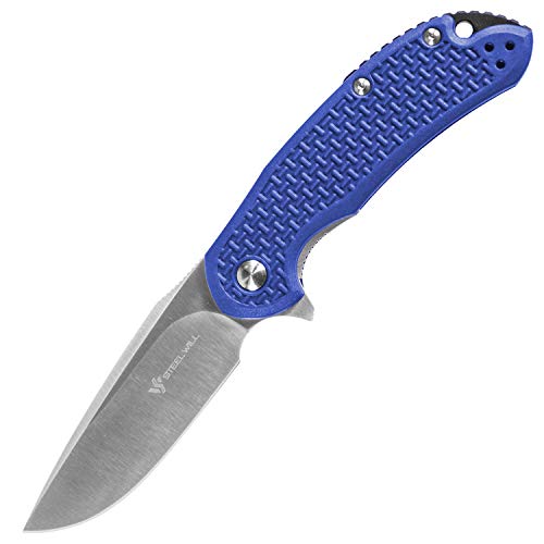 Steel Will SWC22-1BL Cutjack C22-1BL: 3.5" D2 Drop Point Satin Folding Blade, Liner Lock, Blue FRN Handle, Black FRN Spacer, Multi, One Size