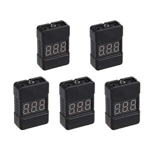 CAMWAY 5PCS 2in1 1-8s Lipo Li-ion Battery Voltage Tester Check, Monitor RC Low-Voltage Buzzer Alarm for 1-8s Lipo/Li-ion/LiMn/Li-Fe