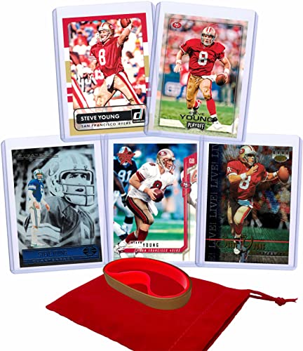 Steve Young Football Cards (5) Assorted Bundle - San Francisco 49ers Trading Card Gift Set