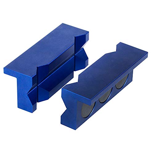 PTNHZ Aluminum 4" Vise Jaw Protective Inserts for Wide Array of Vices - with Magnetic Back(Blue)