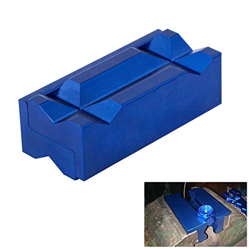 PTNHZ Aluminum 4" Vise Jaw Protective Inserts for Wide Array of Vices - with Magnetic Back(Blue)