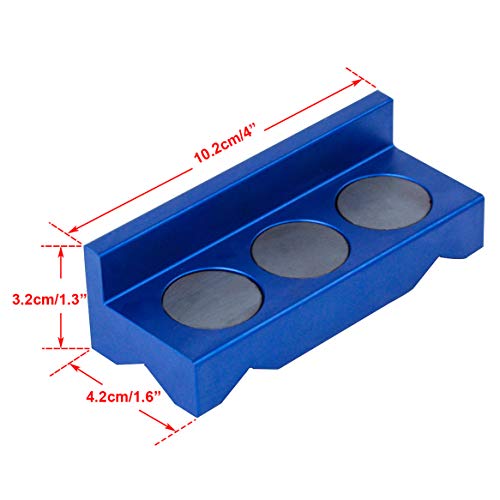 PTNHZ Aluminum 4" Vise Jaw Protective Inserts for Wide Array of Vices - with Magnetic Back(Blue)