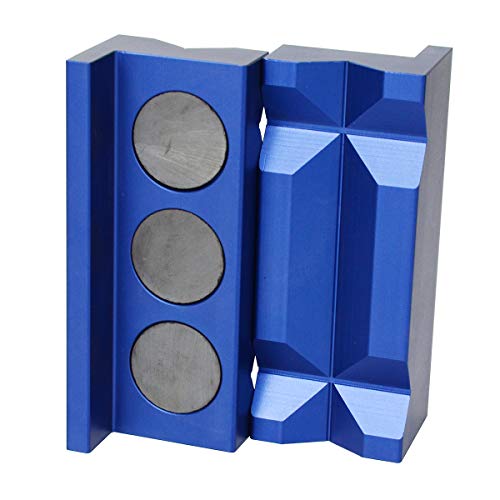 PTNHZ Aluminum 4" Vise Jaw Protective Inserts for Wide Array of Vices - with Magnetic Back(Blue)