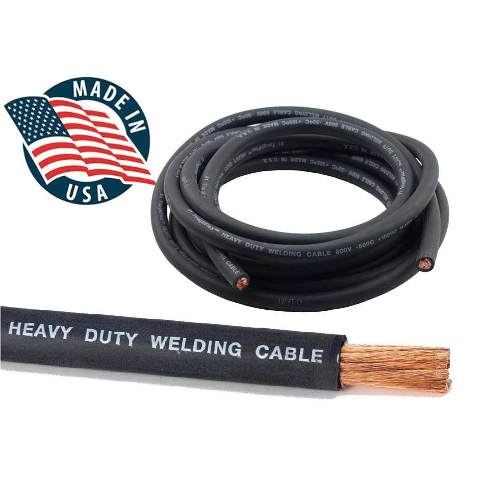 WeldingCity 10-ft 1-AWG USA-made Heavy Duty Welding Cable with Stick Electrode Holder Stinger and Tweco-type Twistlock Connector Plug for Welder Whip Lead