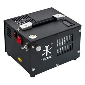 tuxing pcp air compressor,4500psi 30mpa 300bar,oil/water-free,powered by car 12v dc or home 110v ac with converter (included),pump for pcp air rifles and airguns (txes061)