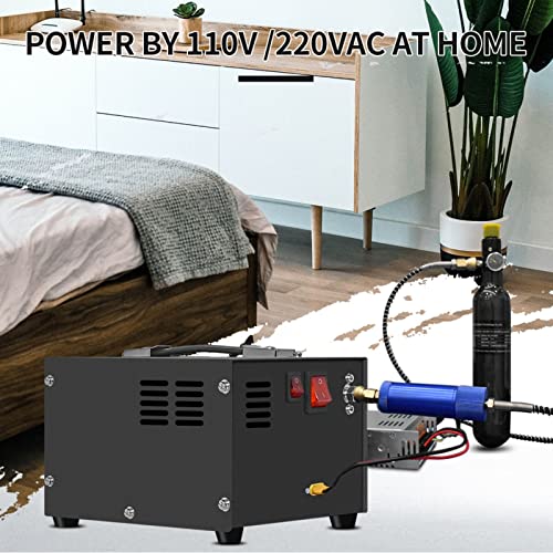 TUXING Pcp Air Compressor,4500Psi 30Mpa 300Bar,Oil/Water-Free,Powered by Car 12V DC or Home 110V AC with Converter (Included),Pump for PCP Air Rifles and Airguns (TXES061)
