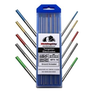 WeldingCity 10-pk Premium TIG Welding Tungsten Electrode 1/16"-3/32" x 7" ASSORTED ALLOYING Green-Red-Gray-Gold-Blue