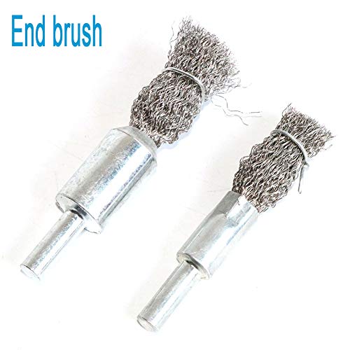 FPPO Stainless Steel Wire Wheel Brush & Crimped Cup Brush Kit for Drill,Fine Wire Diameter 0.0059 Inch,for Rotary Tool with 1/4-Inch Shank,Removal of Rust,deburring,paint (7pcs)