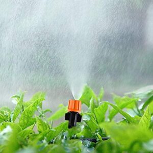 MSDADA 50pcs Micro Spray Adjustable Flow Irrigation Drippers, 1/4 InchGarden Adjustable Sprinkler drip Irrigation Mister Heads with 3 Tee Irrigation Misting Drip Kit