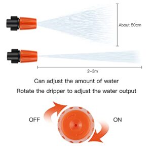 MSDADA 50pcs Micro Spray Adjustable Flow Irrigation Drippers, 1/4 InchGarden Adjustable Sprinkler drip Irrigation Mister Heads with 3 Tee Irrigation Misting Drip Kit