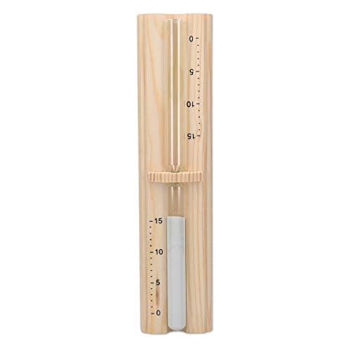 Navaris Sauna Hourglass Sand Timer - 15 Minutes Wood Sand Timer for Saunas - Wall-Mounted 15 Minute Hour Glass Made of Pine Wood 11.6" x 2.95" x 1.57"