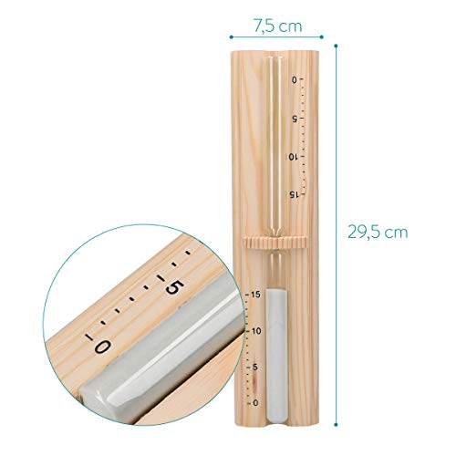 Navaris Sauna Hourglass Sand Timer - 15 Minutes Wood Sand Timer for Saunas - Wall-Mounted 15 Minute Hour Glass Made of Pine Wood 11.6" x 2.95" x 1.57"