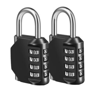 combination lock, 4 digit combination padlock for school gym sports locker, fence, toolbox, case, hasp cabinet storage (2 pack, black)