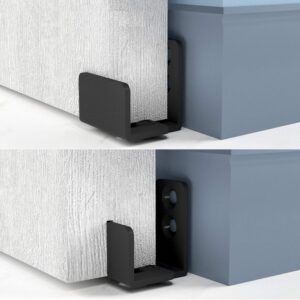 smartsmith simple design wall mounted sliding barn door bottom floor guide with adjustable bracket, black powder coated