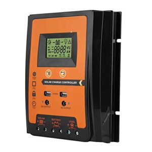 fydun mppt solar charge controller 12v/24v solar panel battery regulator dual usb lcd display panel regulator current 30a 50a 70a black + orange (70a)