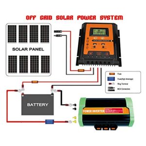 Fydun MPPT Solar Charge Controller 12V/24V Solar Panel Battery Regulator Dual USB LCD Display Panel Regulator Current 30A 50A 70A Black + Orange (70A)