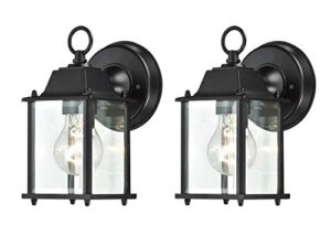 wisbeam outdoor wall lantern, wall sconce as porch lighting fixture, aluminum housing plus glass, wet location rated, etl qualified, 2-pack