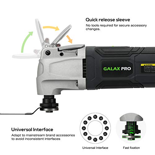 GALAX PRO 2.4Amp 6 Variable Speed Oscillating Multi-Tool Kit with Quick-Lock accessory change, Oscillating Angle:3°, 28pcs Accessories and Carry Bag