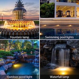 AVEKI Solar Pond Spotlights, 12 LED Solar Underwater Lights with Dual Head Waterproof Submarine Landscape Spotlight Security Lighting for Outdoor Patio Ganden Fountain Pond