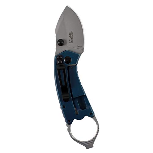 Kershaw Antic Folding Pocket Knife; 1.75-Inch 8Cr13MoV Stainless Steel Bead Blasted Blade, Stainless Steel PVD Coated Handle, Manual Opening, Bottle Opener and Flat Head Screwdriver (8710), Navy