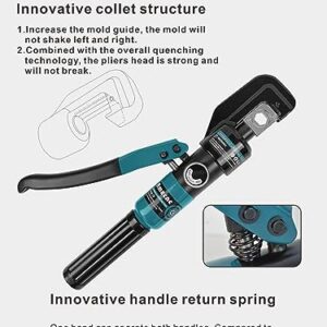 Hand Operated Hydraulic Crimping Tool Range 12 AWG-2/0 AWG for Cable Lugs Hydraulic Crimping Crimper Wire Terminal Lug Tool with 9 Pairs of Dies