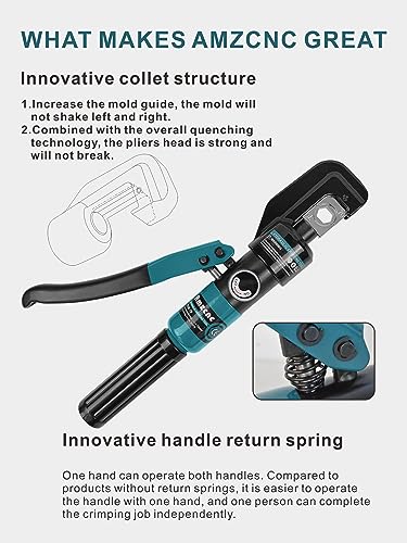 Hand Operated Hydraulic Crimping Tool Range 12 AWG-2/0 AWG for Cable Lugs Hydraulic Crimping Crimper Wire Terminal Lug Tool with 9 Pairs of Dies