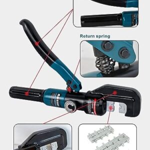 Hand Operated Hydraulic Crimping Tool Range 12 AWG-2/0 AWG for Cable Lugs Hydraulic Crimping Crimper Wire Terminal Lug Tool with 9 Pairs of Dies