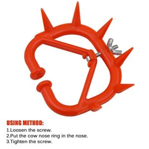 TIHOOD 10PCS Cow Nose Ring Farm Livestock Animal Weaner Red Plastic Weaning Tool for Calf Cattle Prevent Sucking