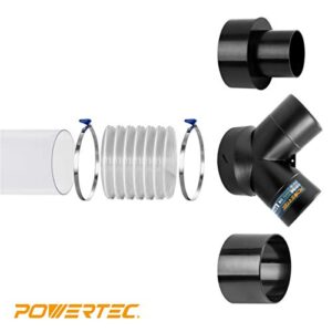 POWERTEC 70260 4 Inch Key Hose Clamp, Thumb Screw Key Adjustable Stainless Steel Hose Clamps for Dust Collection, Dust Collector and Dryer Vent Hose, Pipe Clamp, RV Clamp, Worm Gear Clamp, 10 pack