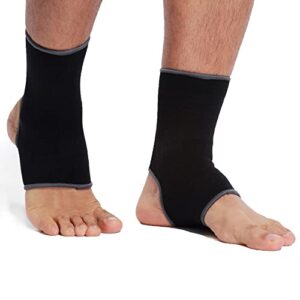 NeoTech Care Ankle Support Sleeve - Open Heel, Light, Elastic & Breathable Knitted Fabric - Medium Compression - For Men, Women, Kids - Right or Left Foot - Black Color (Size M, 1 Pair)