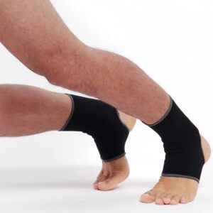 NeoTech Care Ankle Support Sleeve - Open Heel, Light, Elastic & Breathable Knitted Fabric - Medium Compression - For Men, Women, Kids - Right or Left Foot - Black Color (Size M, 1 Pair)