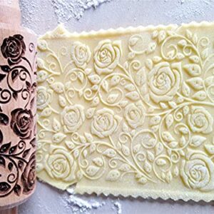 GARDEN BLOSSOMS 3 Small Size Embossed Rolling Pin Set. Wooden Laser Engraved Embossing Dough Roller for Embossed Cookies Gift for Birthday, Easter, Christmas by Algis Crafts