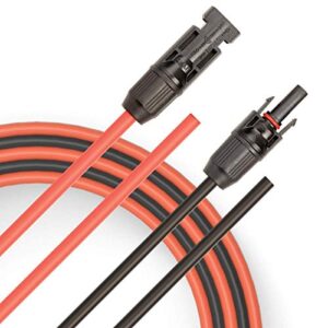 jyft 10awg(6mm²) solar extension cable with pv compatible female and male connector (30ft red + 30ft black)