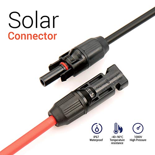 JYFT 10AWG(6mm²) Solar Extension Cable with PV Compatible Female and Male Connector (30FT Red + 30FT Black)