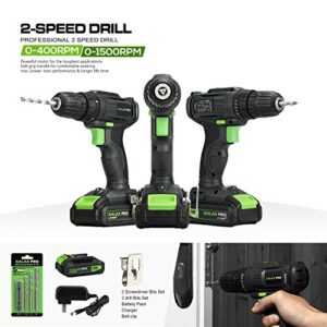 GALAX PRO 2-Speed Compact Drill 20V MAX Lithium-Ion Drill/Driver, 3/8'' Electric Drill with 19+1 Torque Setting, 1.3 Ah Battery, LED Work Light for Home Improvement and DIY Project