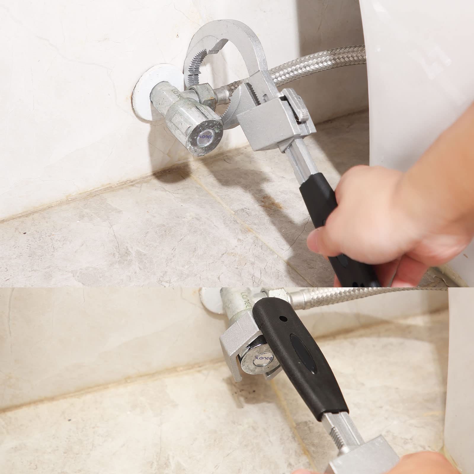 Universal Adjustable Double-ended Wrench Multifunctional Bathroom Wrench for Disassembly & Assembly Valves/Faucets/Connecting Pipes/Shower Heads