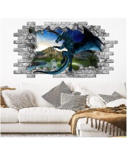dragon wall decal, dragon removable vinyl sticker, dragon wall mural, peel and stick, dragon bedroom decor c2136