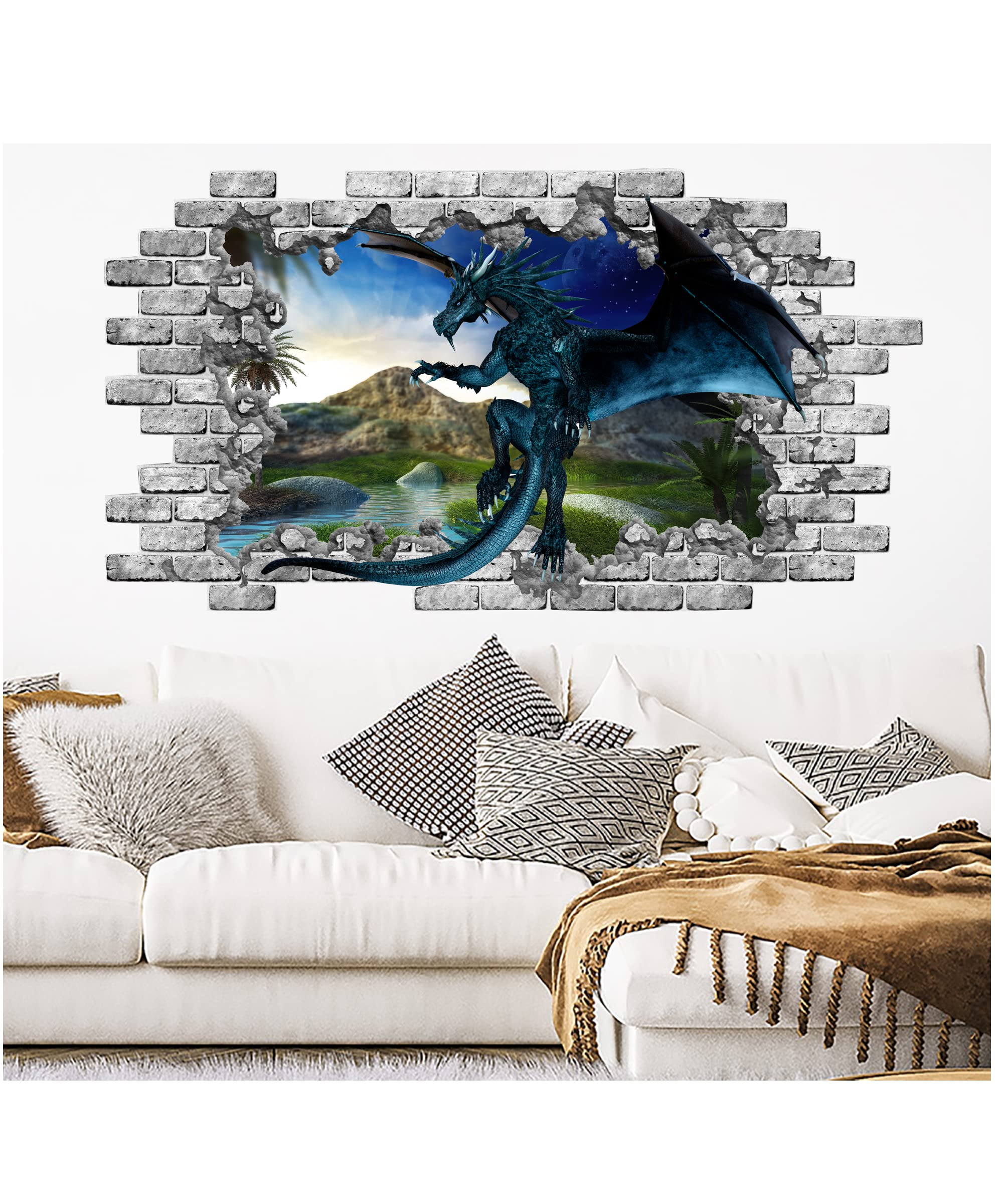 Dragon Wall Decal, Dragon Removable Vinyl Sticker, Dragon Wall Mural, Peel and Stick, Dragon Bedroom Decor C2136