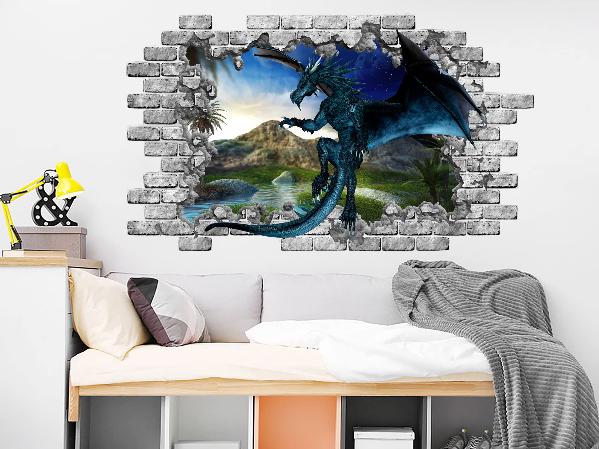 Dragon Wall Decal, Dragon Removable Vinyl Sticker, Dragon Wall Mural, Peel and Stick, Dragon Bedroom Decor C2136